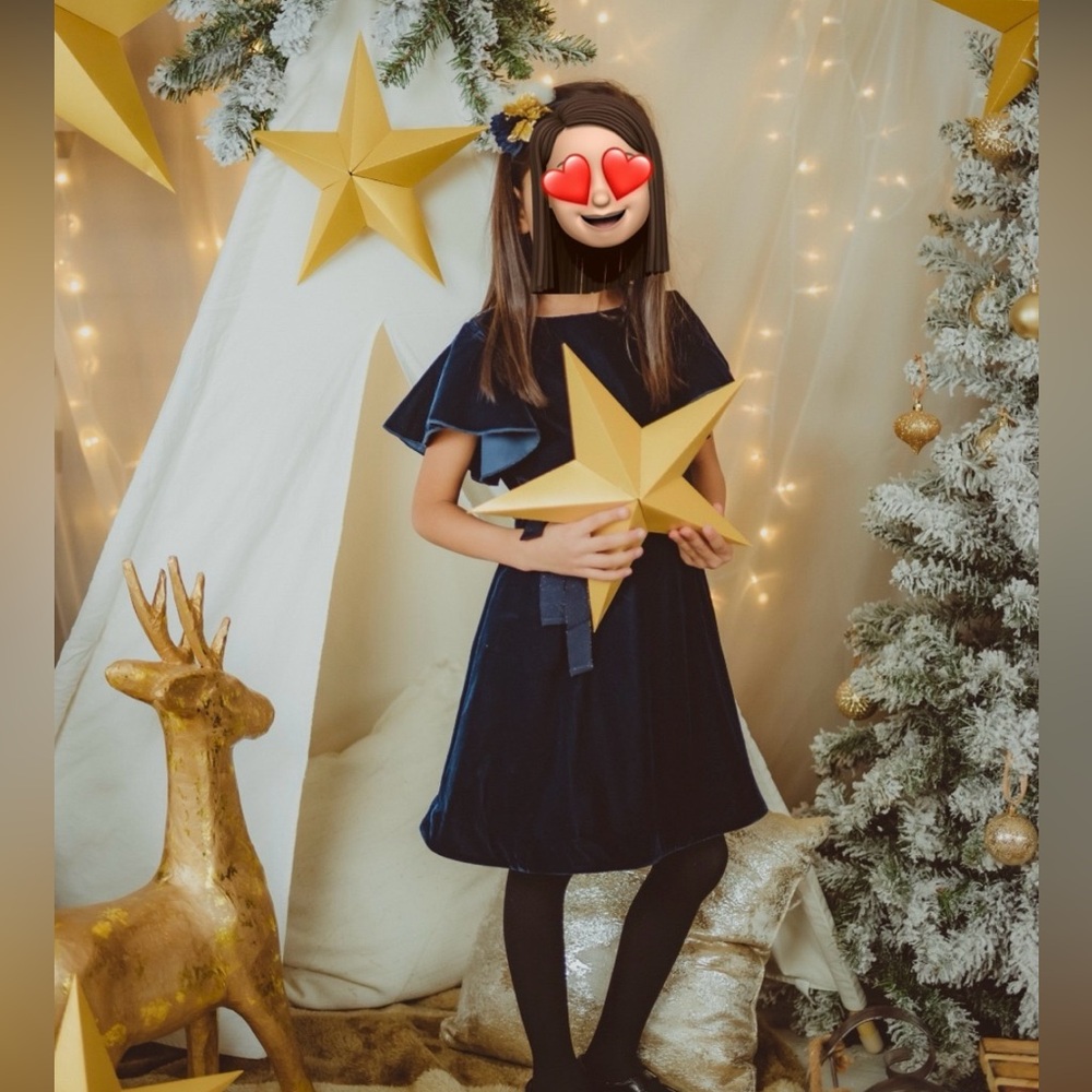 Crewcuts Velvet Ribbon Tie Dress in navy blue Size: 8